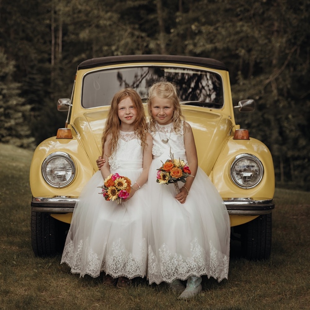 Girls White Lace Tulle Flower Girl Dress
